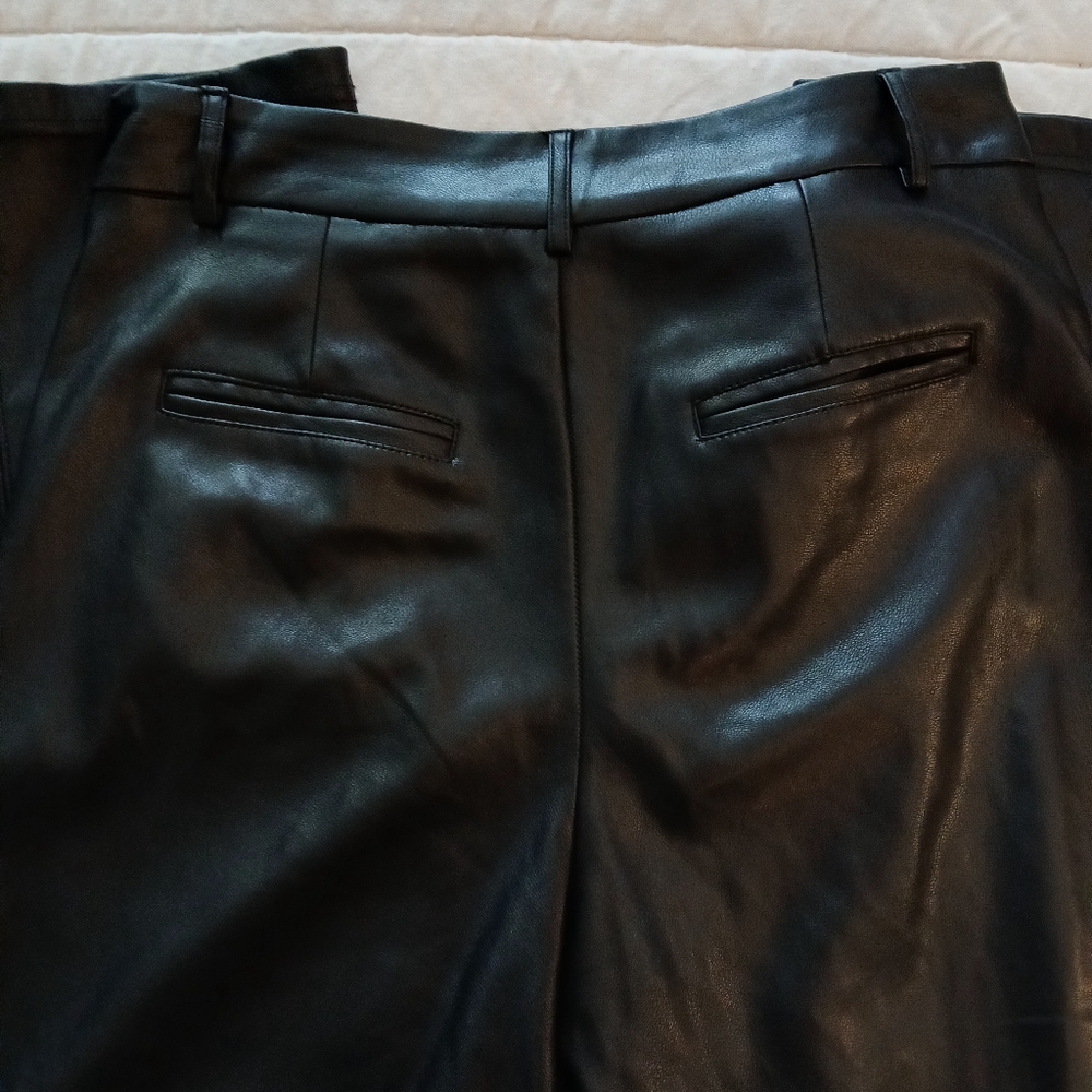 7 For All Mankind Fall Black Leather Cropped Rocker Punk Indie Grunge Pants-S/M - Picture 14 of 14